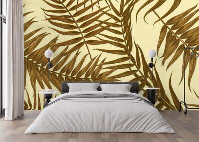 Seamless tropical pattern, exotic background with palm tree branches, leaves, leaf, palm leaves. endless texture Wall mural