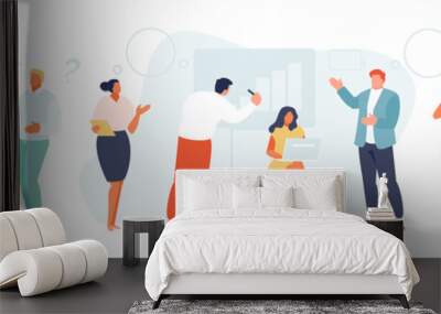 group of communicating business people. discussion, problem solving, brainstorming. vector illustrat Wall mural