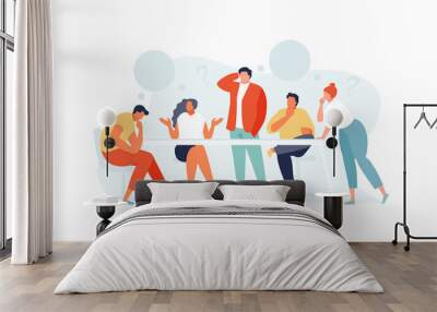 Group of thoughtful people. Brainstorm. Problem solving and teamwork vector illustration Wall mural