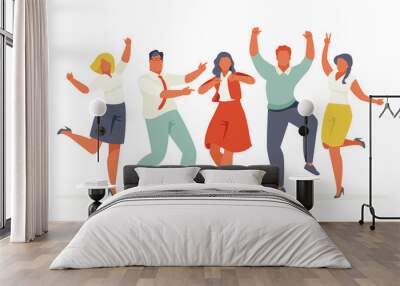 Happy business people on white background Wall mural