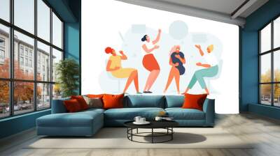 Women friends laughing together. Bachelorette party and female leisure vector illustration Wall mural