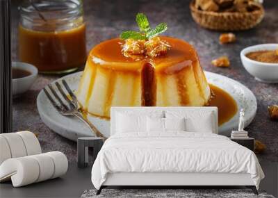 Condensed milk pudding. Brazilian traditional dessert. Wall mural