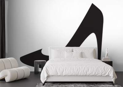 Black, classic high heel shoe icon. Vector art. Wall mural