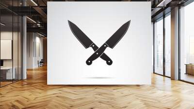 Crossed knives vector icon. Wall mural