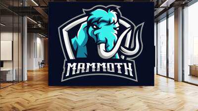 Mammoth mascot logo design vector with modern illustration concept style for badge, emblem and t-shirt printing. Mammoth head in shield for the esport team Wall mural