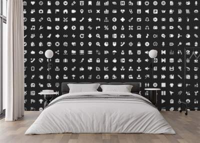 396 white icons set Wall mural