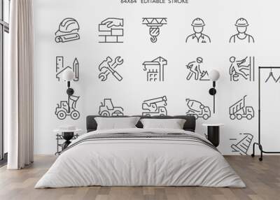 construction thin line icons Wall mural