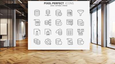 database thin line icons Wall mural