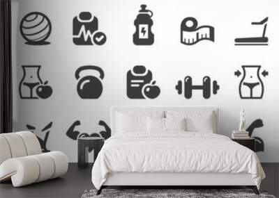 fitness & health iconset black Wall mural