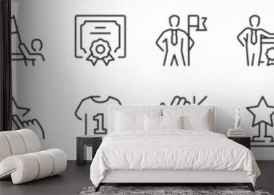 Line icons about awards and acknowledgements. Thin line icon set. Symbol collection in transparent background. Editable vector stroke. 512x512 Pixel Perfect. Wall mural