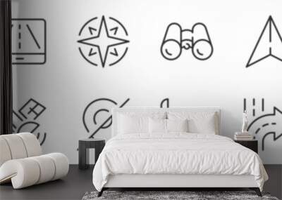 Line icons about navigation and location, thin line icon set 2/2. Symbol collection in transparent background. Editable vector stroke. 512x512 Pixel Perfect. Wall mural