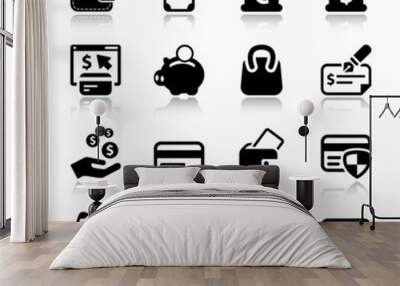 money iconset with reflex Wall mural