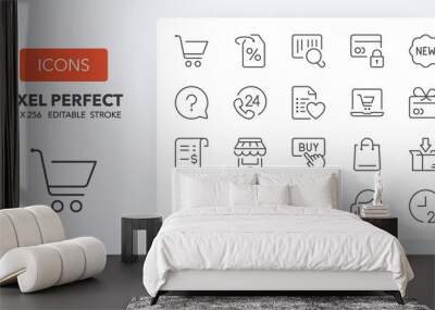 shopping 2 line icons 256 x 256 Wall mural