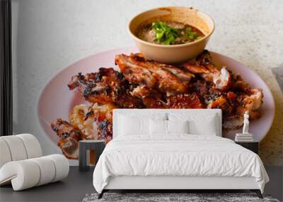 Thai food roast chicken with sauce Wall mural