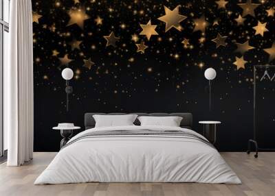 a christmas background with gold stars Wall mural