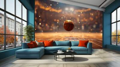 Basketball ball background with light. Wall mural