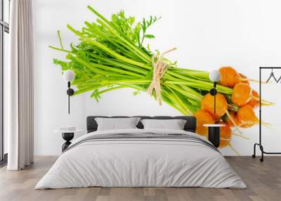 Bunch of fresh round carrots, organic vegetables, vegetarian food. Wall mural