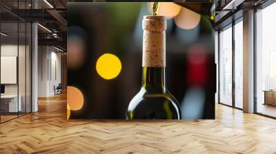 Close-up of a wine bottle being uncorked, capturing the anticipation of a fine vintage Wall mural