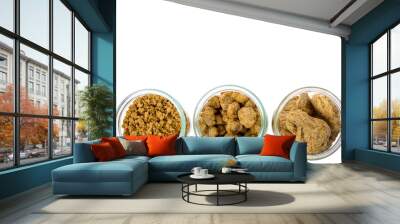 Different types of textured soy protein (meat) on white backgrou Wall mural