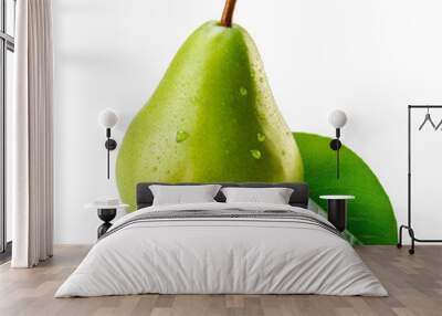 Green pear isolated. Illustration AI Generative Wall mural