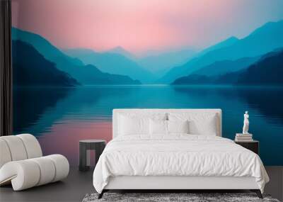 slow motion of mountains on calm lake in china Wall mural