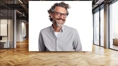 Smiling older man portrait. Illustration AI Generative. Wall mural