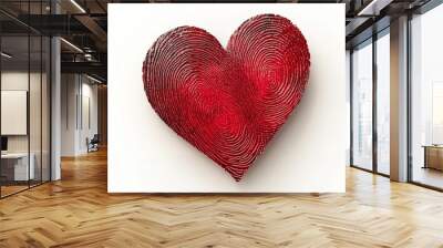 Unique heart shape created from vibrant fingerprint patterns showcasing love and individuality Wall mural