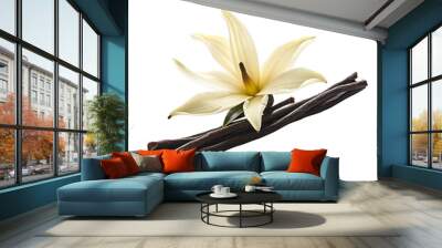 Vanilla flower with stick. Illustration AI Generative. Wall mural