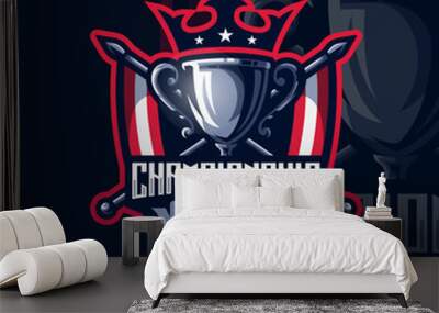 Esports logo Champion trophy mascot for your elite team Wall mural