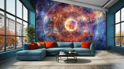 celestial tapestry, digital art illustration, Generative AI Wall mural