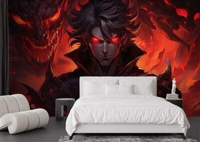 demon prince, digital art illustration, Generative AI Wall mural