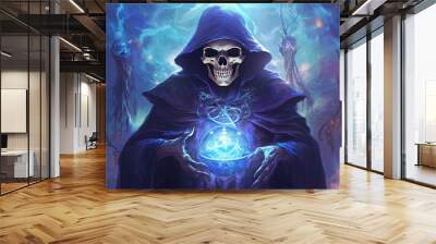 fantasy skull mage, digital art illustration Wall mural