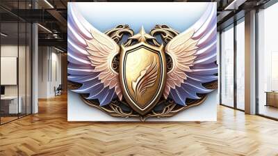 Gleaming badge with wings radiates strength Wall mural