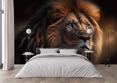 Majestic lion portrait digital art illustration Wall mural