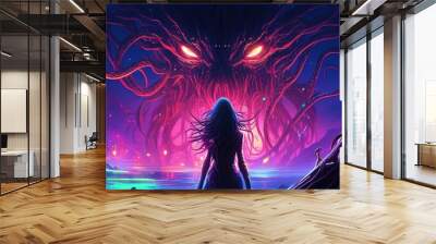 monster tentacles digital art illustration Wall mural