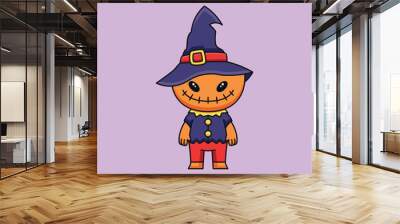 monster witch scarecrow cute cartoon icon illustration Wall mural