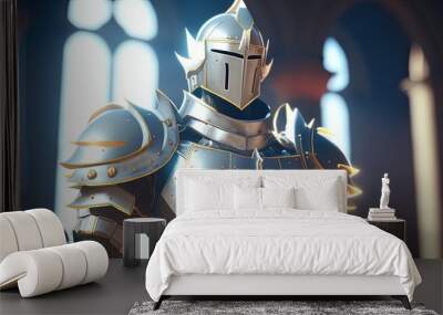 noble paladin digital art illustration, Generative AI Wall mural