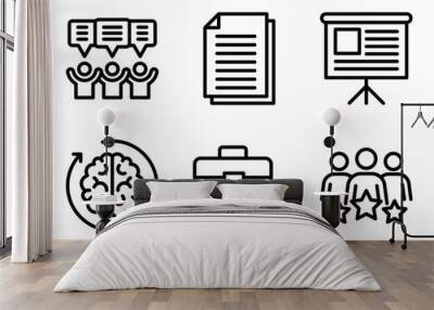 office line style icon collection Wall mural