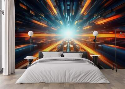 techno abstract fusion, digital art illustration, Generative AI Wall mural