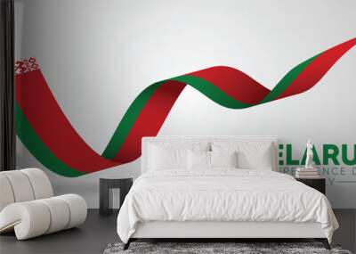 Belarus flag ribbon independence day 3 July vector poster Wall mural