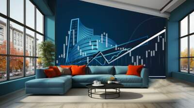 Bse Building bombay stock exchange Indian share market graph up bullish vector poster Wall mural