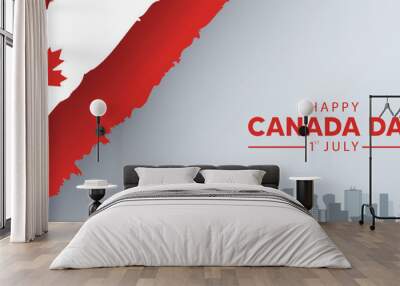 happy Canada day cityscape 1 July vector poster Wall mural