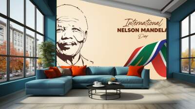 Nelson Mandela international day 18 july South Africa flag ribbon vector poster Wall mural