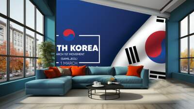 South Korea March 1st Movement (Samiljeol) 1 March waving vector poster Wall mural