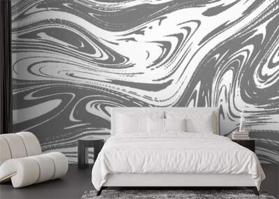 Abstract white, black liquid marble surfaces background design. ink backdrop with wavy pattern. modern background design with luxury cloth or liquid wave or wavy folds of grunge silk texture. Wall mural