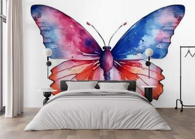 Colorful butterfly isolated on white background Wall mural