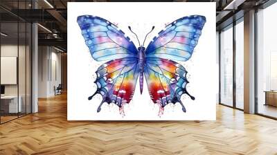 Colorful butterfly isolated on white background Wall mural