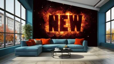 new hot deal text on fire flames explosion burning Wall mural