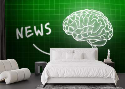 News brain background knowledge science blackboard green Wall mural