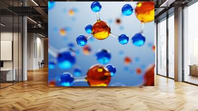 3d illustration of molecule model. Science background with molecules and atoms. Wall mural